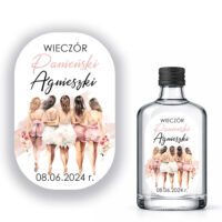 Naklejki na wieczór panieński na setki z alkoholem o pojemności 100 ml z datą i imieniem panny młodej