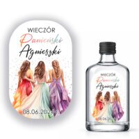 Naklejki na wieczór panieński na setki z alkoholem o pojemności 100 ml z datą i imieniem panny młodej