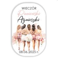 Naklejki na wieczór panieński na setki z alkoholem o pojemności 100 ml z datą i imieniem panny młodej