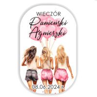 Naklejki na wieczór panieński na setki z alkoholem o pojemności 100 ml z datą i imieniem panny młodej