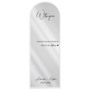 Naklejka na lustro weselne, subtelna dekoracja na powitanie gości weselnych i jako element zdjęć weselnych