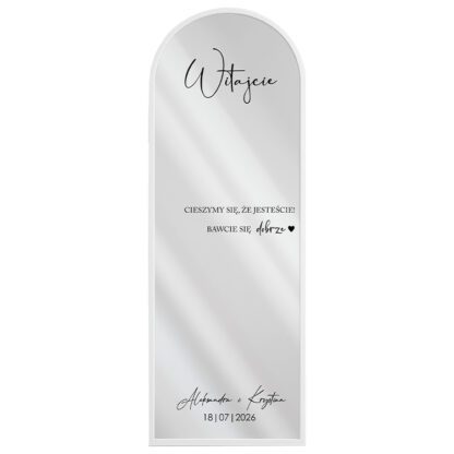 Naklejka na lustro weselne, subtelna dekoracja na powitanie gości weselnych i jako element zdjęć weselnych