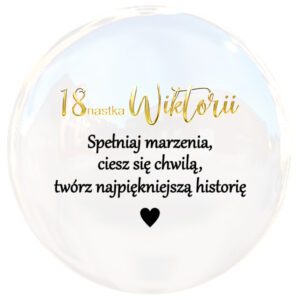 Naklejka na urodziny z życzeniami na balon w kolorze złoty chrom i czarny
