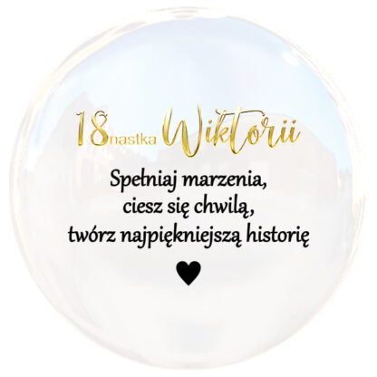 Naklejka na urodziny z życzeniami na balon w kolorze złoty chrom i czarny