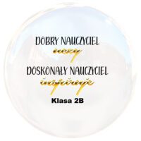 Naklejka na dzień nauczyciela i zakończenie roku szkolnego w kolorze złoto - czarnym idealna do oklejenia pudełka prezentowego lub zrobienia balon boxu